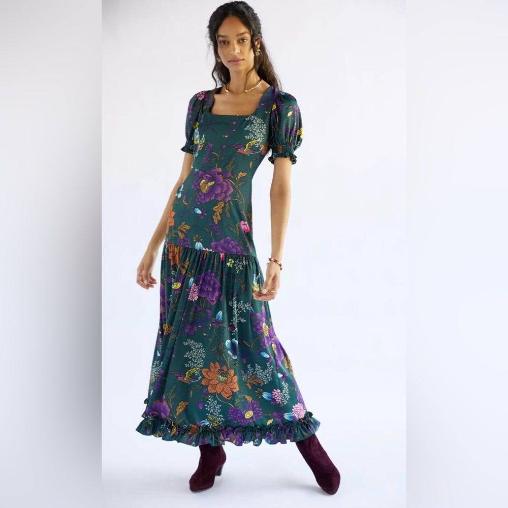 Anthropologie Hutch Edie Puff-Sleeved Maxi Dress NWT